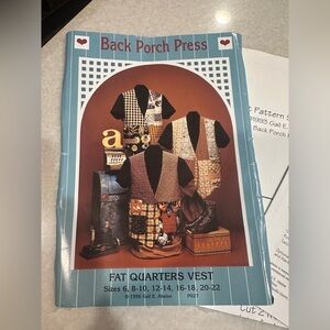 Vintage Back Porch Press Fat Quarters Vest Pattern